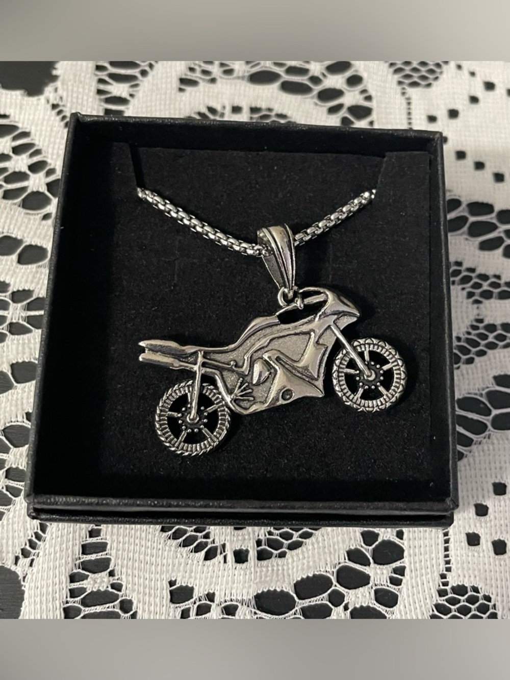 🆕 Sport bike  Motorcycle Stainless Steel Pendant Necklace